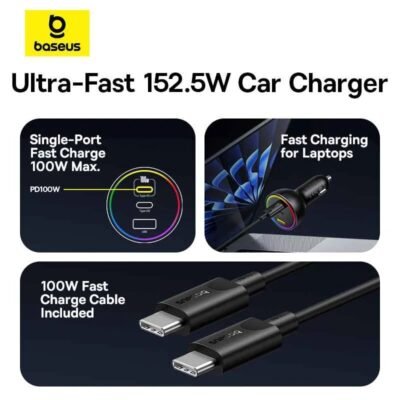 Baseus Multi-Port Fast Charge Car Charger C+C+U 152.5W