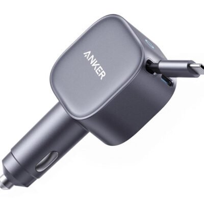 Anker Nano Car Charger 75w, Usb-C Port, Built-In Retractable Usb-C Cable