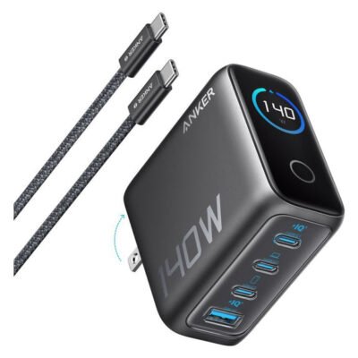 Anker Charger, 140W, 4-Port, PD 3.1 with 5ft Usb-C to Usb-C Cable