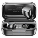 TOZO T12 Pro Wireless Bluetooth Earbud Qualcomm QCC3040 4 Mics CVC 8 Call Noise Cancelling, aptX Stereo,2500mAh Wireless Charging Case IPX8 Waterproof - Black