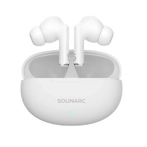 SOUNARC Q1 True Wireless Bluetooth Earphone, Quad mics Clear Call Earbuds, Shaking Bass AirPods, Touch Control - White