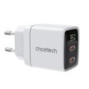 Choetech 35W Gan Wall Charger 2x USB-C PD with Display – white - PD6051