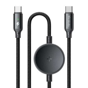 Mcdodo 60W 2in1 Type-C to Type-C Charging Cable with Wireless Charger for Samsung Watch - CA-4170 - Black