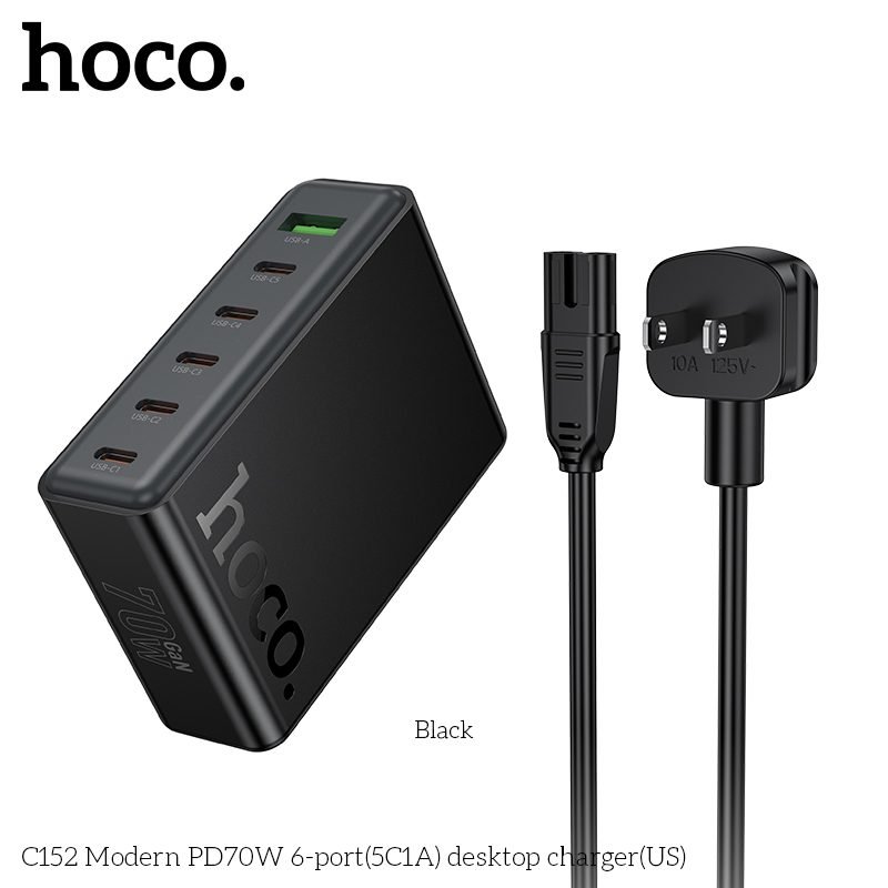 HOCO C152B Modern 6-Port 67W Desktop Charging Station - Image 3