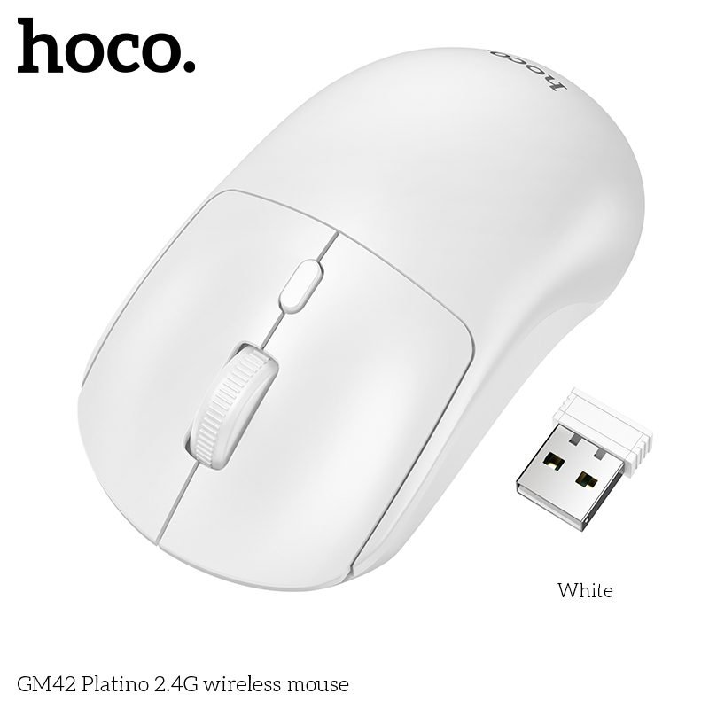 HOCO GM42 Platino 2.4G Wireless Silent Mouse (Black / White) - Image 3