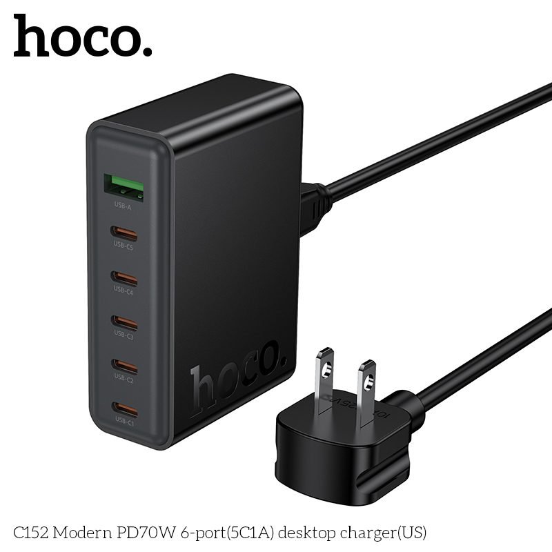 HOCO C152B Modern 6-Port 67W Desktop Charging Station - Image 2