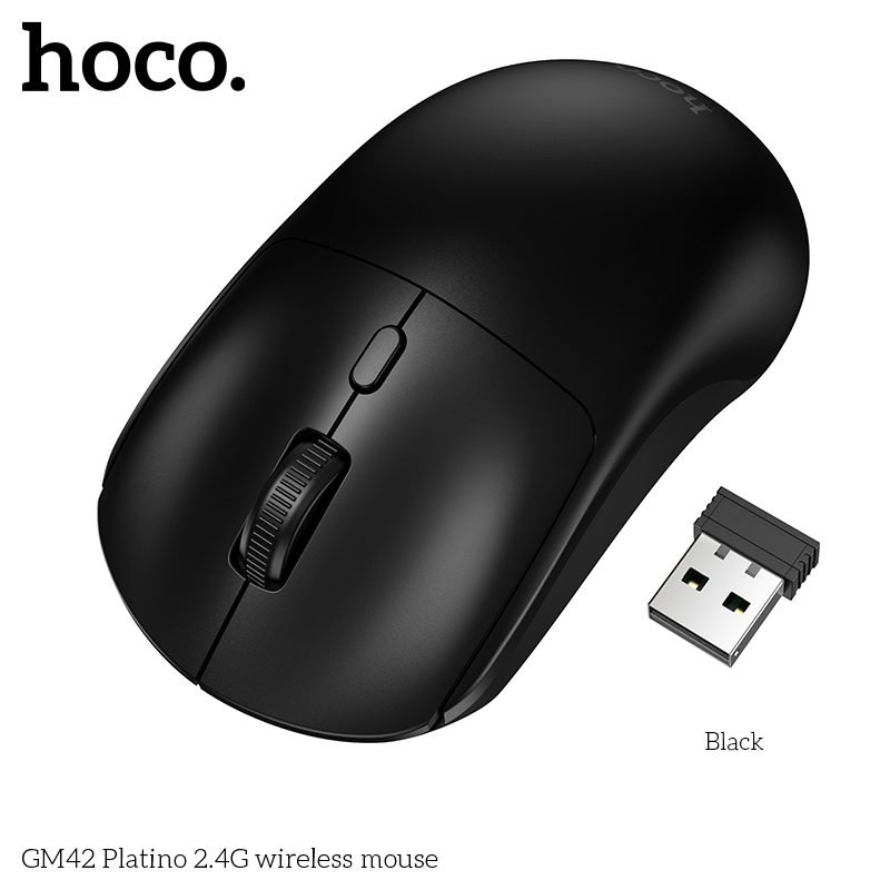 HOCO GM42 Platino 2.4G Wireless Silent Mouse (Black / White) - Image 2
