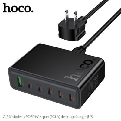 HOCO C152B Modern 6-Port 67W Desktop Charging Station