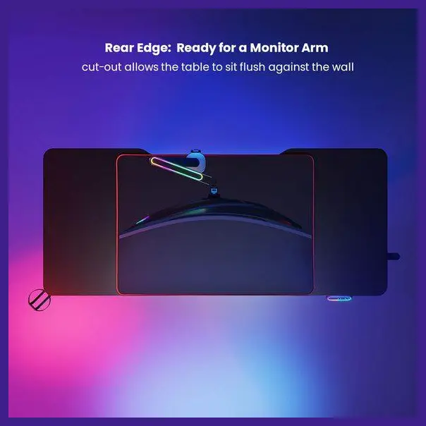 MXG MGD-01R RGB Electric Sit-Stand Gaming Desk Black - Image 4