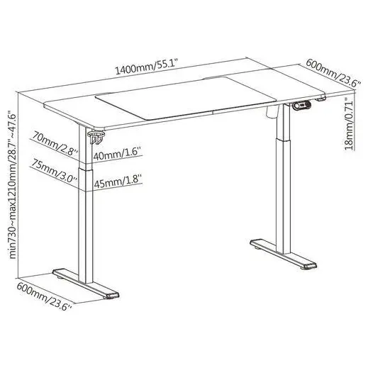 MXG MGD-01R RGB Electric Sit-Stand Gaming Desk Black - Image 2