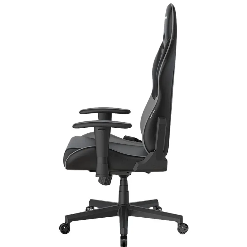 DXRacer Prince Series Gaming Chair, Racing Style, Cooling Gel Headrest, Lumbar Support, 2D Armrest, 90-135 Degree Recline, PVC Leather, Black Grey - Image 2