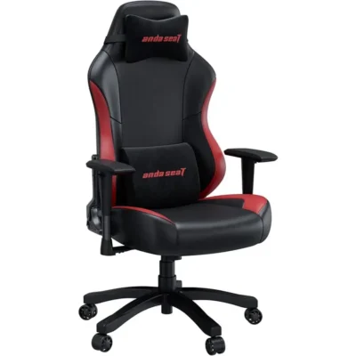 Anda Seat Luna Large Gaming Chair, Ergonomic Reclining Design, PVC Leather, Heavy Duty Neck and Back Support, Rocking Function, Black and Red,