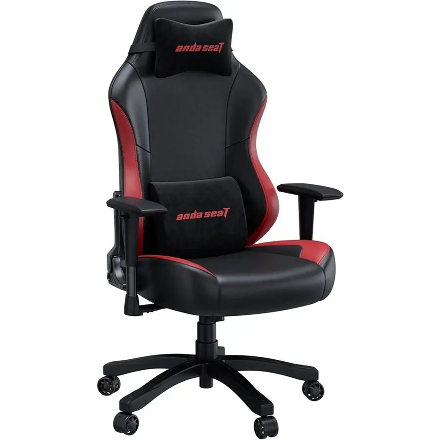 Anda Seat Luna Large Gaming Chair, Ergonomic Reclining Design, PVC Leather, Heavy Duty Neck and Back Support, Rocking Function, Black and Red,