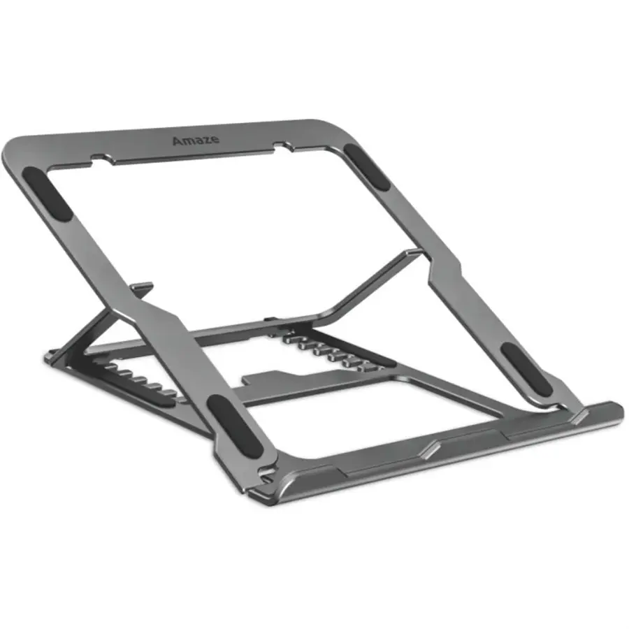 Amaze A535 Aluminum Alloy Foldable Laptop And Tablet Riser, Thin Portable Stand, 8-Step Height Adjustment, For Laptops Till 15.6 Inch