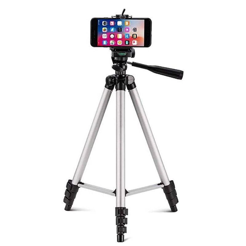 Aluminium Tripod Stand Adjustable Portable 4.5 Feet With Carry Case and Mobile Phone Holder